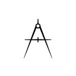 Black compass symbol on a white background